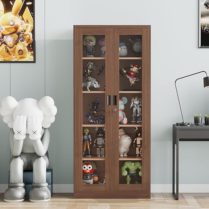 Display Cabinet with Glass Doors, Display Case Cabinet