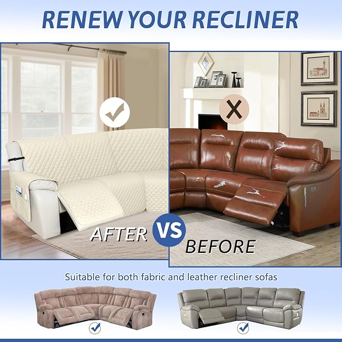 Arfntevss Recliner Sectional Couch Covers 1OO% Waterproof L Shape Sofa Cover
