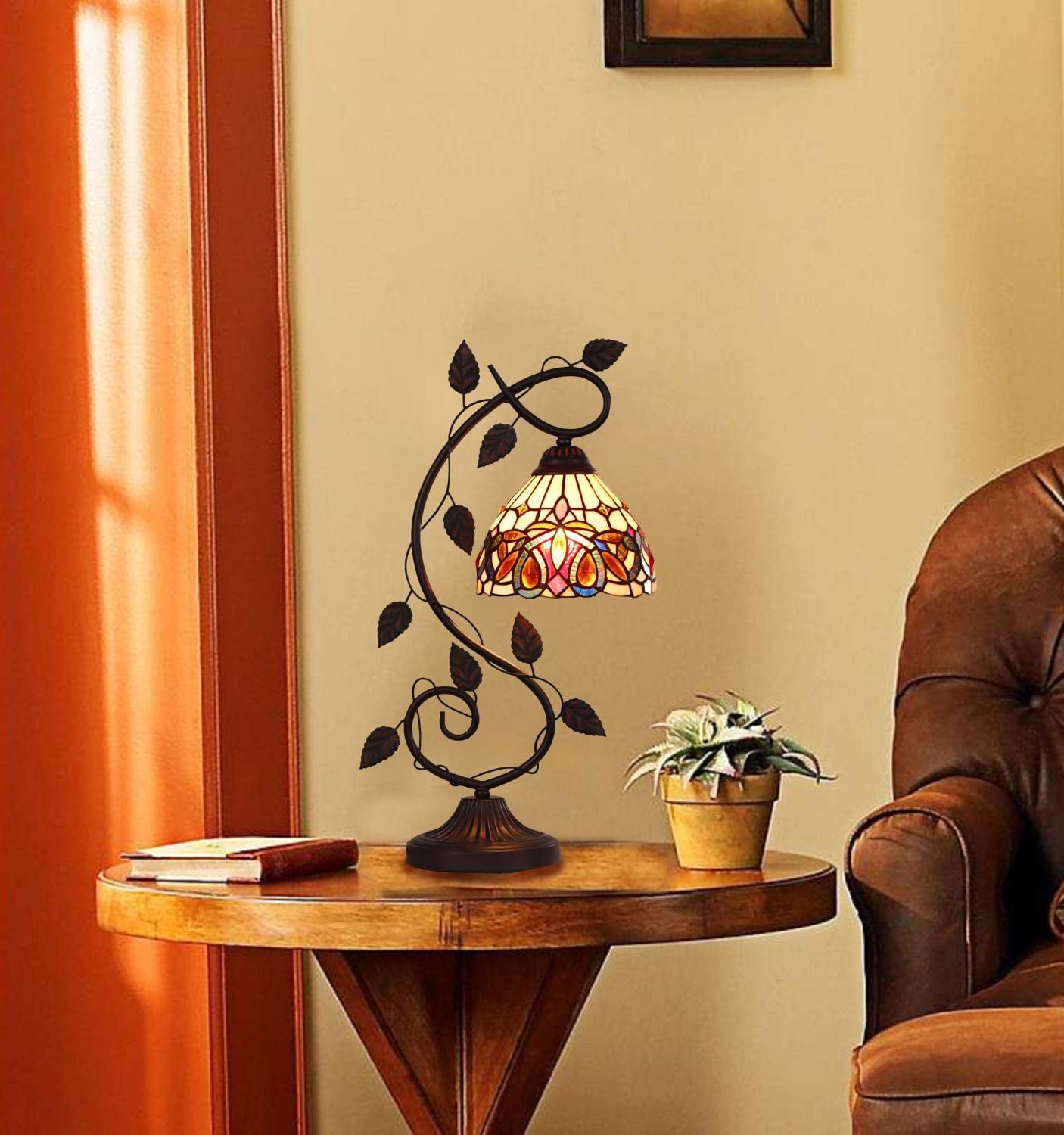 Chloe Lighting Tiffany-Style Table Lamp, Dark Bronze, 8in Wide, Multicolor, Model CH3T353BV08-NT1