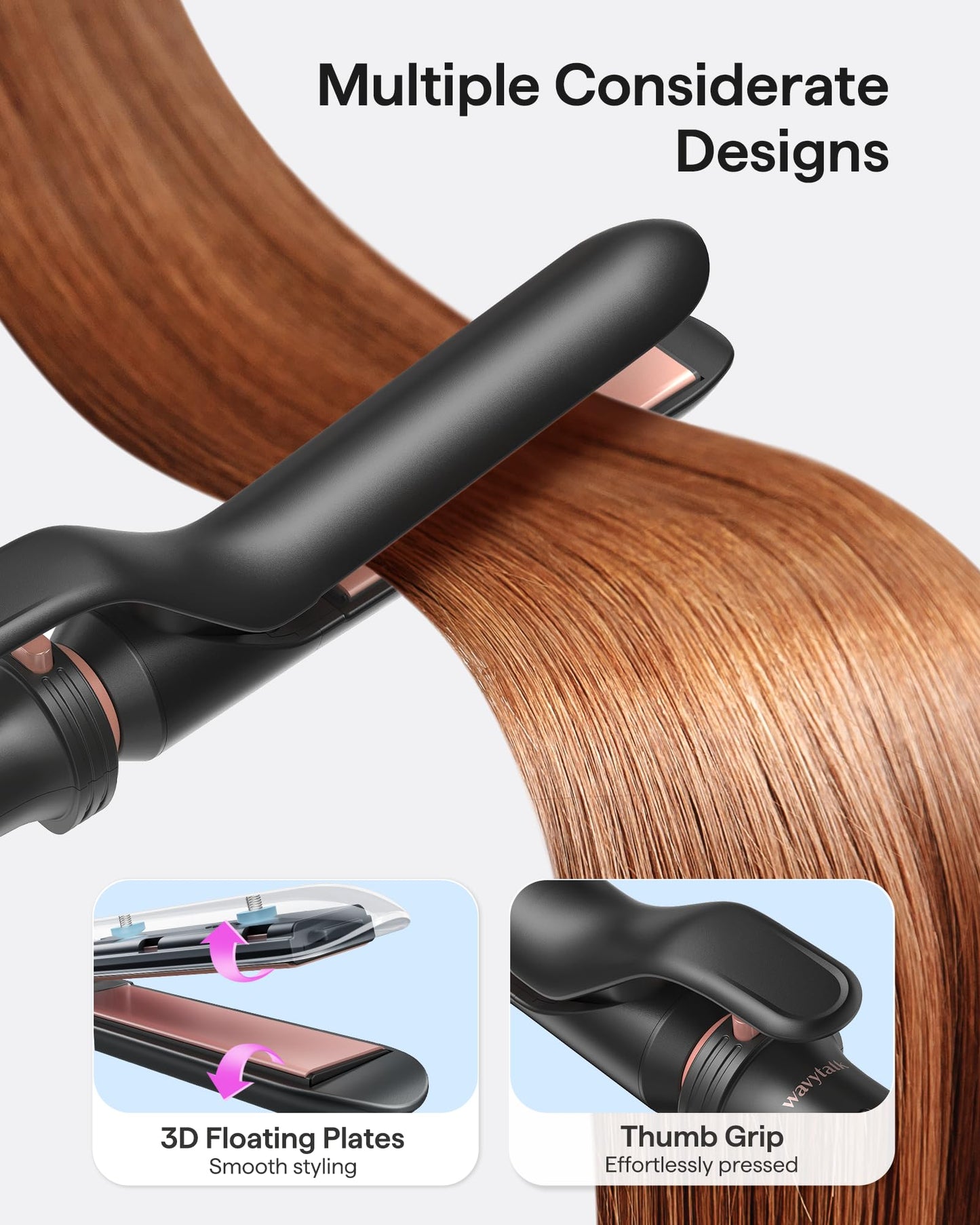 Wavytalk 5 in 1 Curling Iron,Curling Iron Set with Heated Round Brush and 4 Interchangeable Ceramic Curling Wand(0.5”-1.25"), Instant Heat Up,Dual Voltage Hair Curler