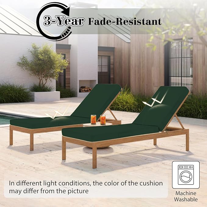 Chaise Lounge Cushions Outdoor, 4 Adjustable Ties Lounge Chair Cushions