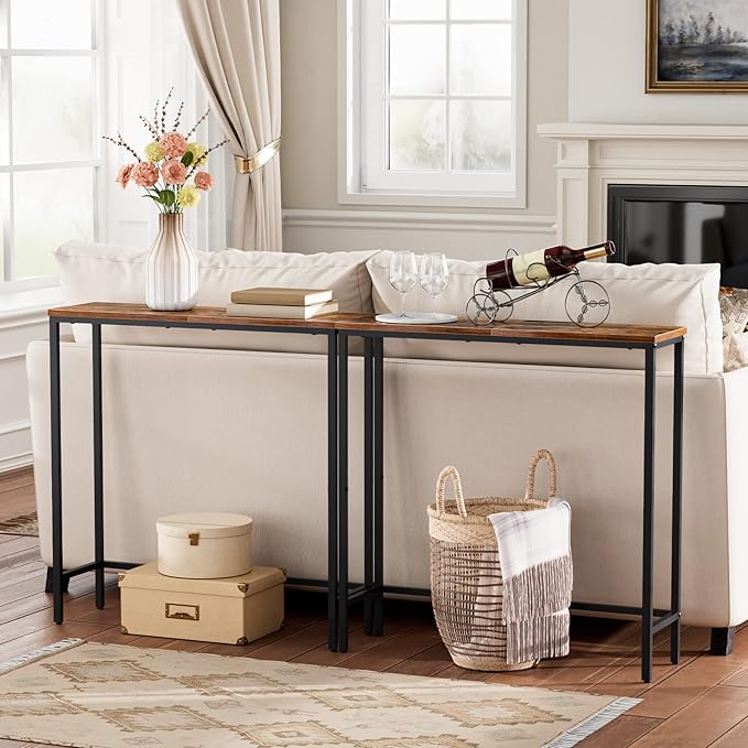 HOOBRO Narrow Console Table, 29.5" Small Entryway Table, Thin Sofa Side Display