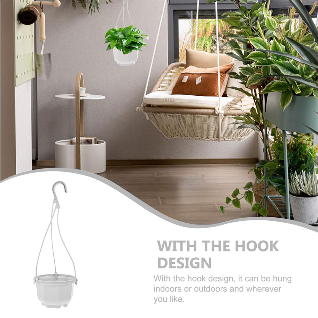 INOOMP Hanging Planters Set of 24 Plastic Flower Pots with Hooks for Indoor Outdoor Balcony Garden Patio Wall Mounted Plant Holders