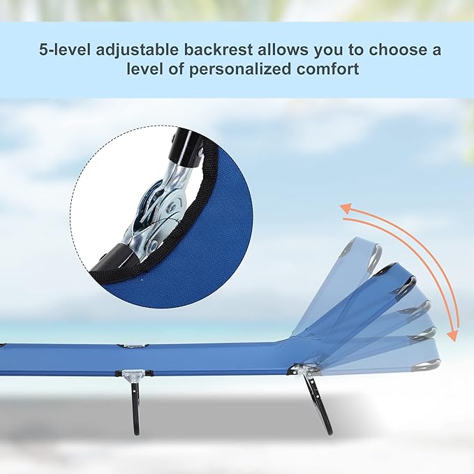 Outsunny Folding Chaise Lounge Pool Chairs, Outdoor Sun Tanning Chairs