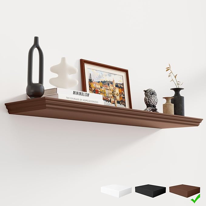 Fun Memories Floating Shelves 40 Inch Long, 9.3 Inch Deep Classic Crown Molding
