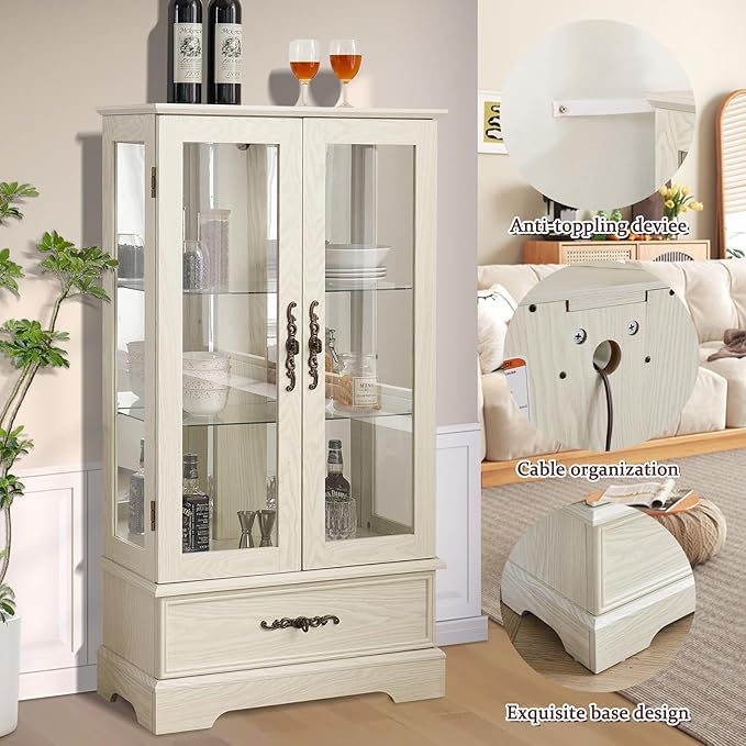 Lighted Glass Curio Display Cabinet