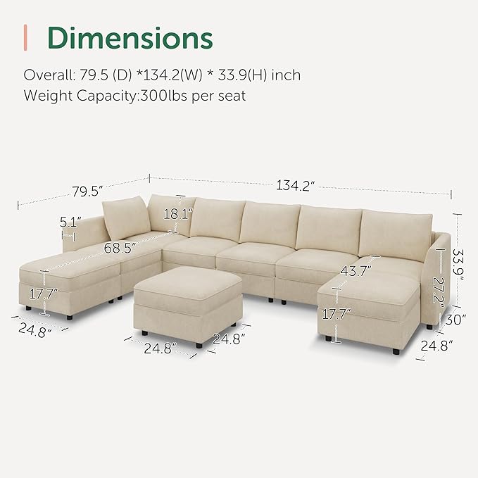 HONBAY Modular Sectional Sofa