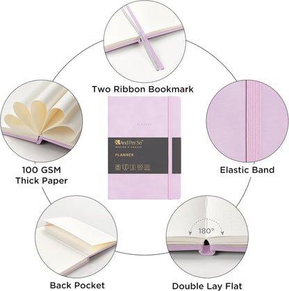 And Per Se Undated Academic Planner, A5 Weekly Calendar Planner, 72 Weeks Hardcover to Track Goals, Teacher Student Planning Book with Monthly Tab Stickers & Back Pocket (Lavender)