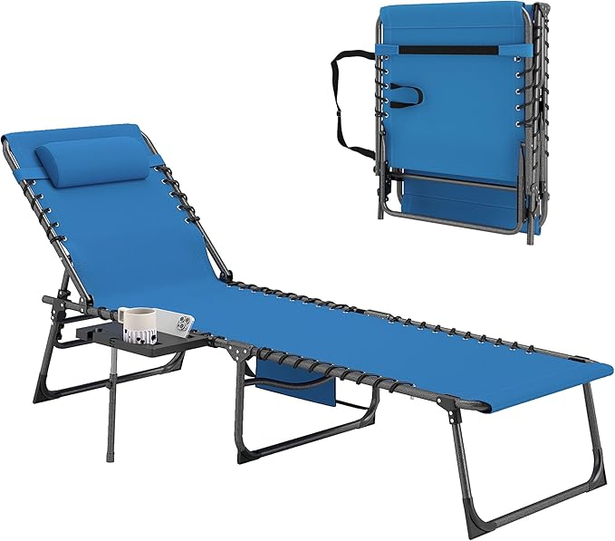 Outsunny Folding Chaise Lounge Chair Outdoor Tanning Chair