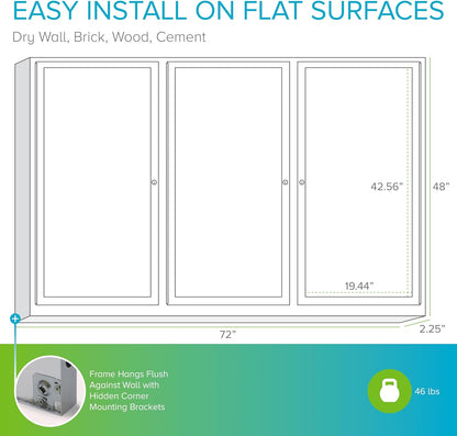 Ghent 48"x72" 3-Door Outdoor Enclosed Vinyl Bulletin Board, Shatter Resistant, with Lock, Satin Aluminum Frame - Ivory (PA34872VX-185), Made in the USA