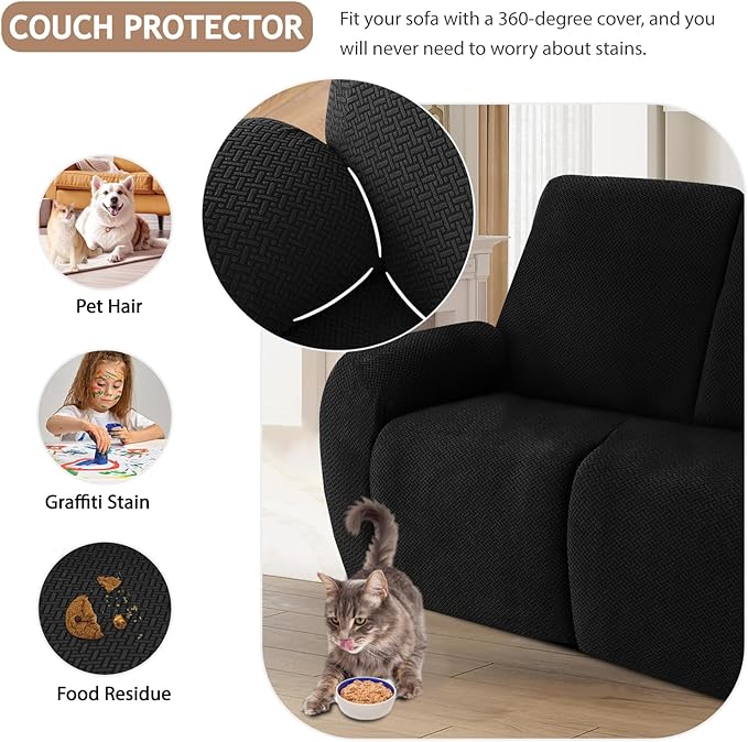 ALIECOM 100% Waterproof Recliner Sectional Couch Covers L Shape Stretch Corner