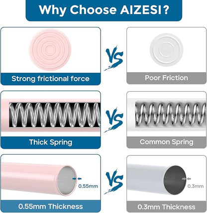 AIZESI Spring Tension Rods Adjustable Tension Curtain Rod Small Tension Rod No Drilling Expandable Spring Loaded Curtain Tension Rod（Pink,26" to 39"-2Pcs)