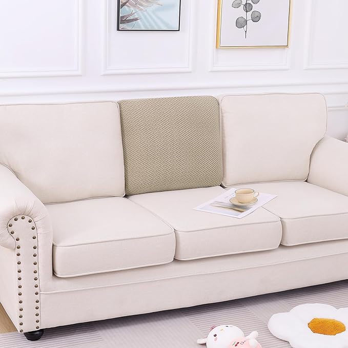 Smiry Waterproof Couch Cushion Covers, Stretch Jacquard Thick Sofa Cushion