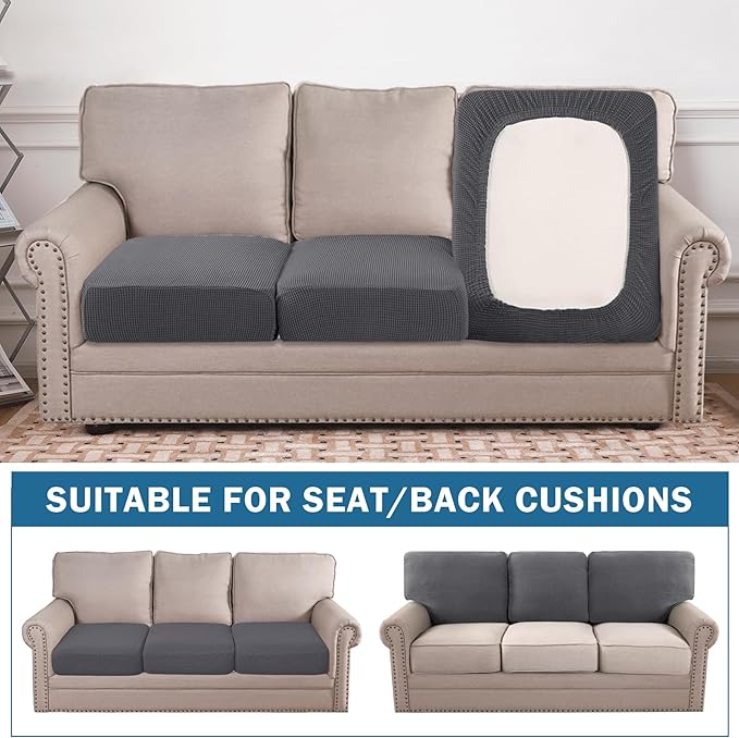 Water Repellent Couch Cushion Cover 3 Pieces Sofa Seat Cushion Covers, Stretch