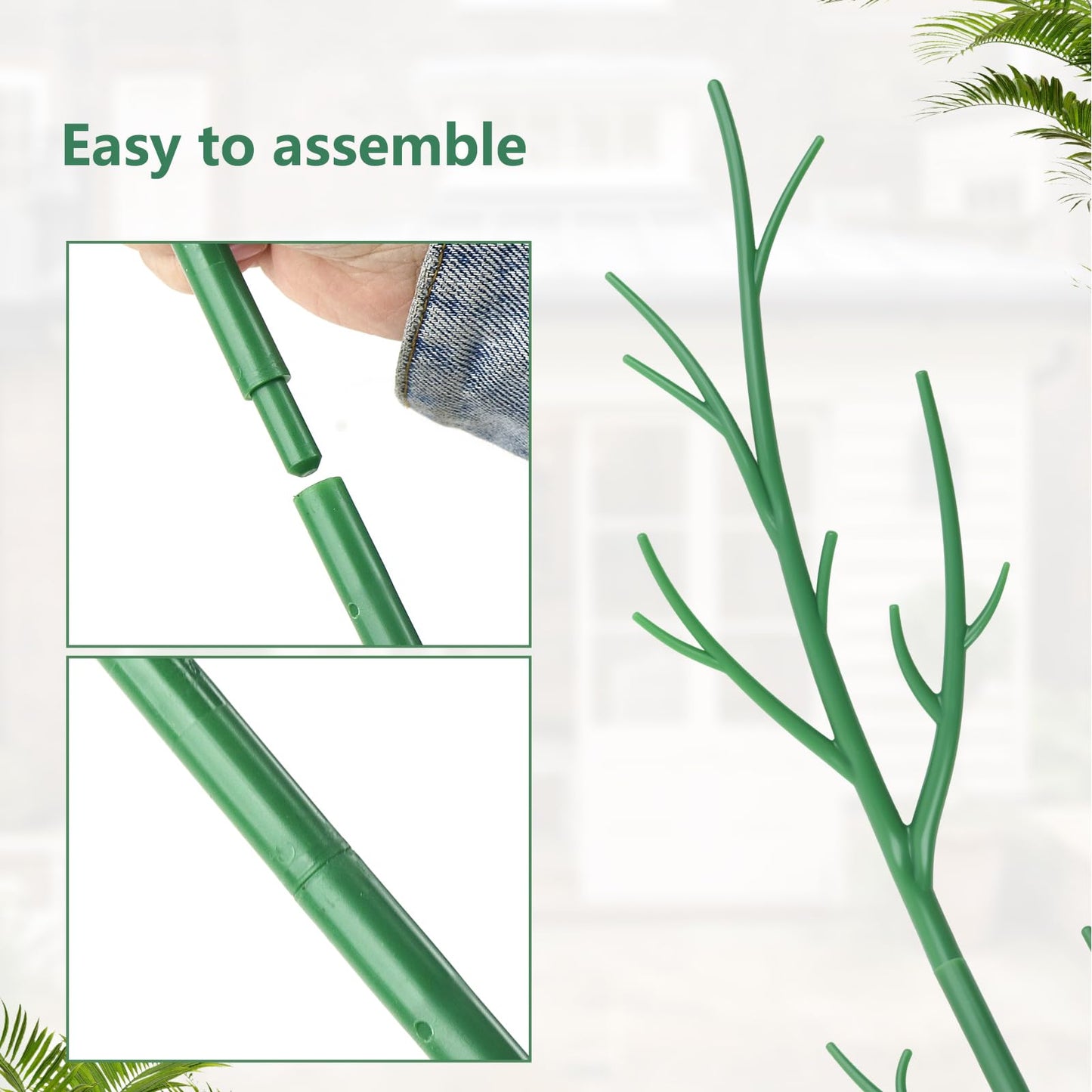 Ruksifg 51 Inch Height Adjustable Plant Sticks Support Tall,Monstera Plant Support Stakes with Extension Poles, Plant Clips, Plant Ties Plant Support for Monstera Plants, Climbing Plants (6 Pack)