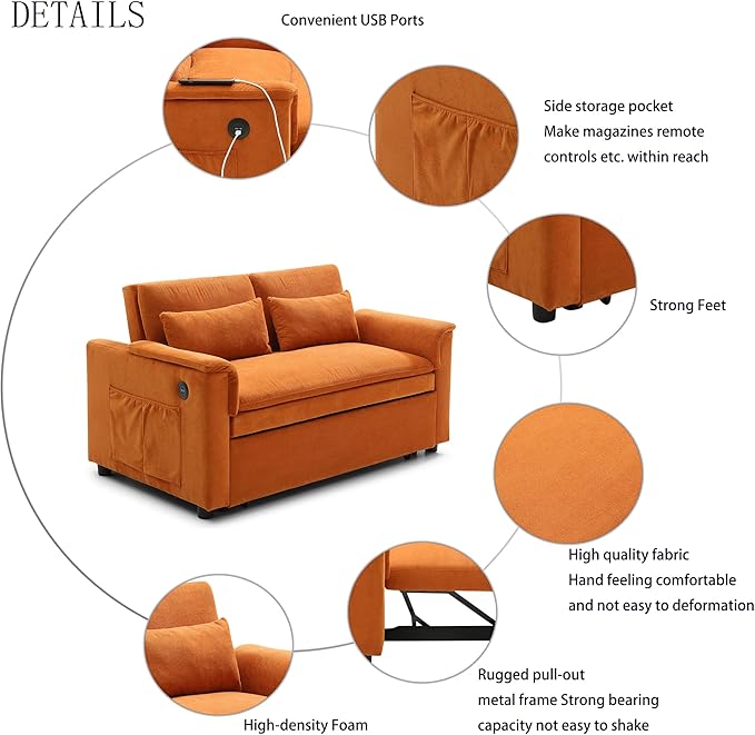 55.5" Small Sleeper Sofa Couch
