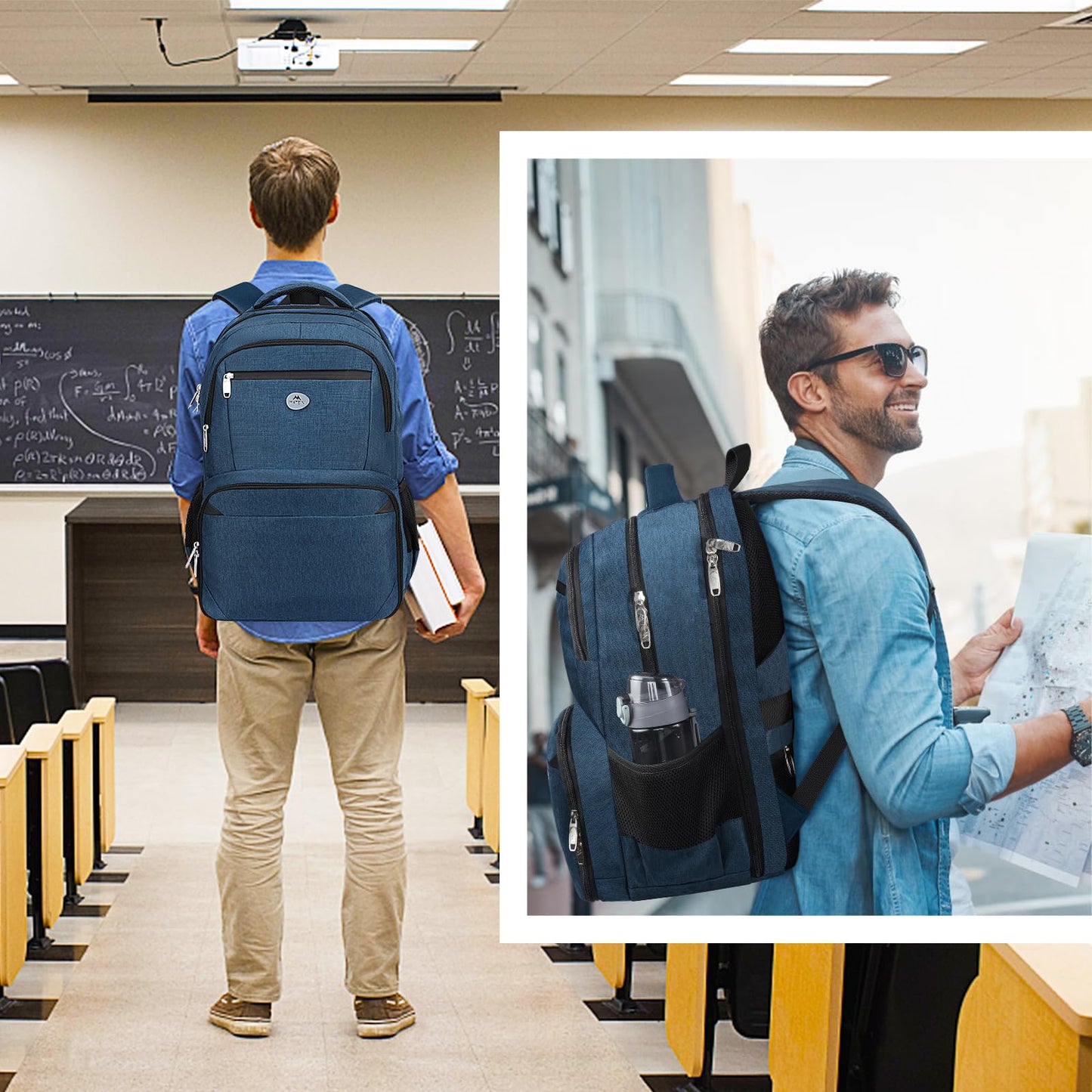 MATEIN Backpack Lunch Box, Water Resistant Mens Lunch Backpack for Work with 18 Inch Laptop Compartment, TSA Flight Approved Travel Bookbag with Luggage Strap, Extra Large Insulated Cooler Bag