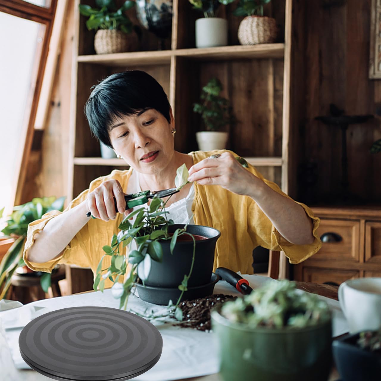 FELTECHELECTR Floral Turntable Rotating Lazy Susan Household Turntable Bracket for Flower Arrangement Smooth Swivel Plate No Installation 7.87 Inch