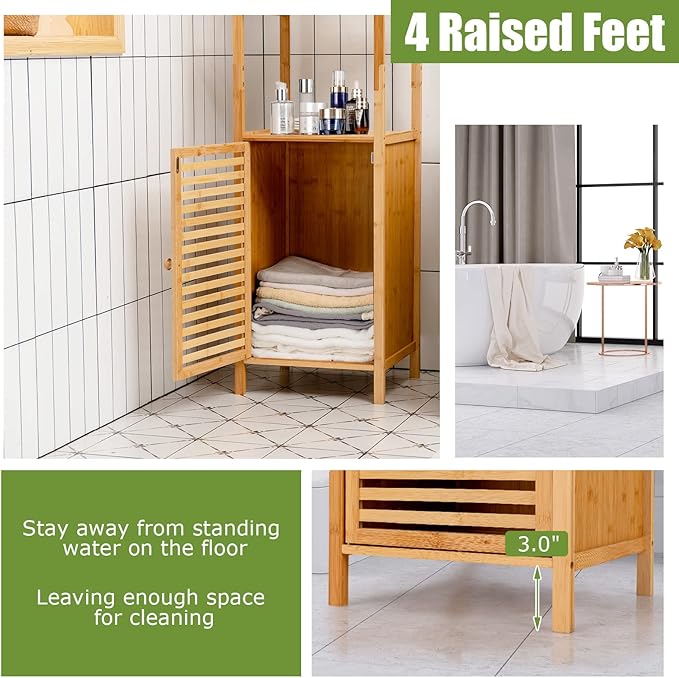 Tangkula Bathroom Cabinet, 65 Inch Tall Slim Bathroom Storage Cabinet