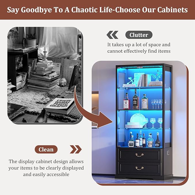 TAGELIER 67" Tall Display Cabinet