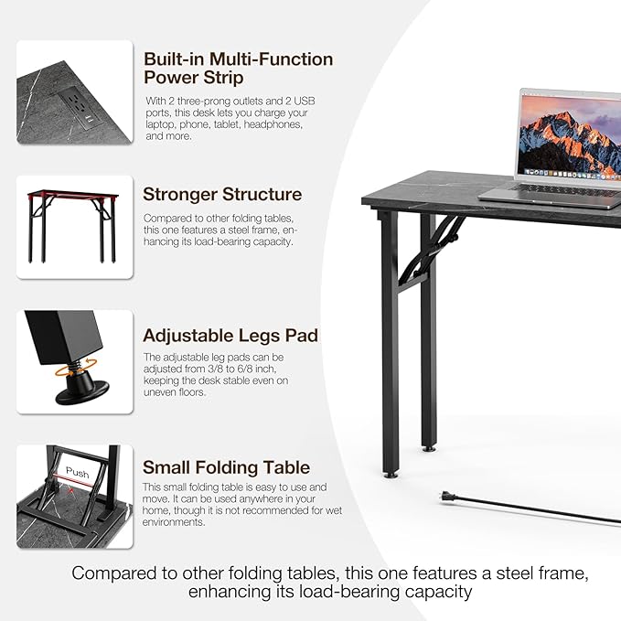 TEMI Small Computer Desk Folding Table