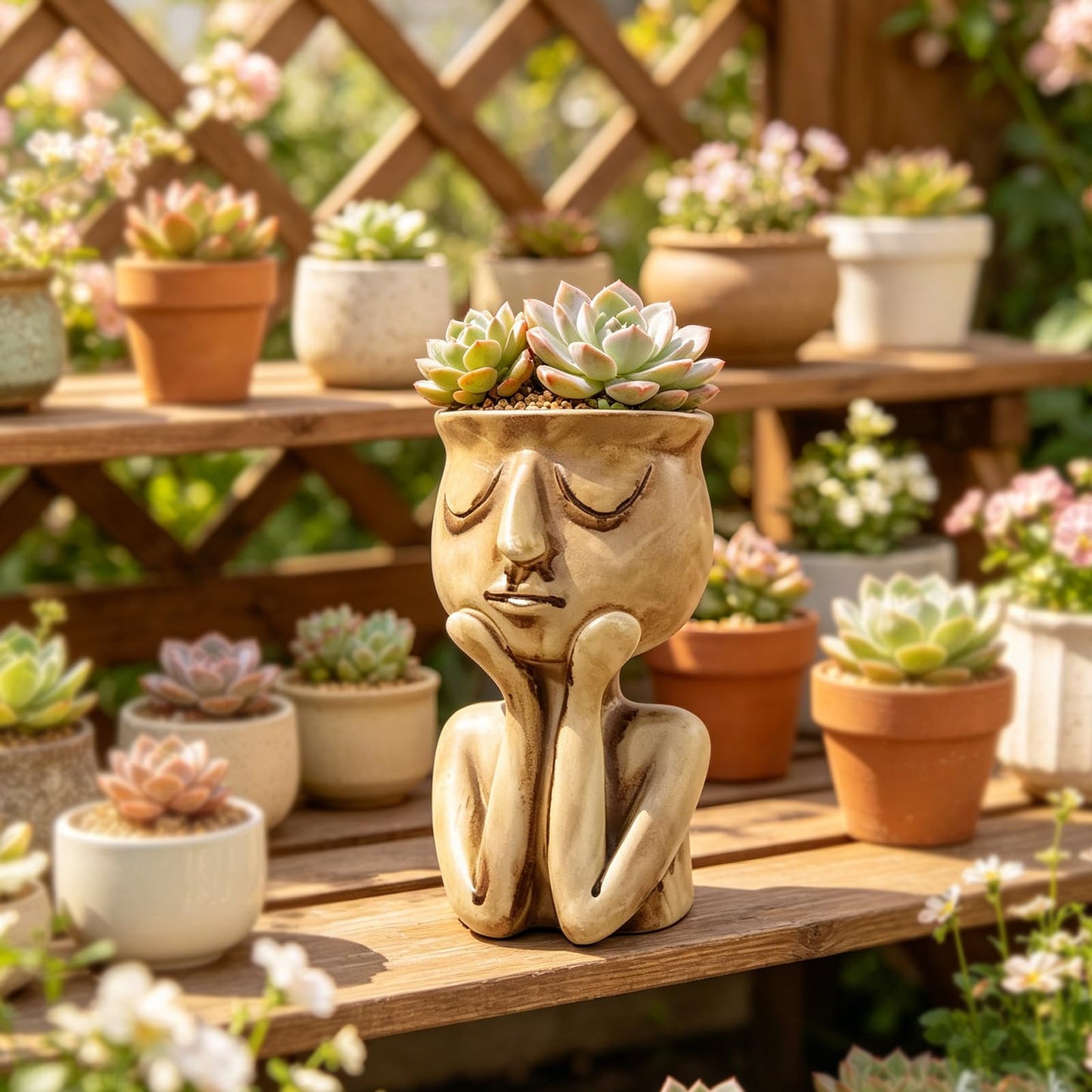 LIUXINJIAN-RHX Face Planters Pots Head Unique Face Flower Pot Head Planter for Indoor Plants Cute Small Succulent Pots Indoor Plant Pot, Great Gift Unique Ornaments for Home