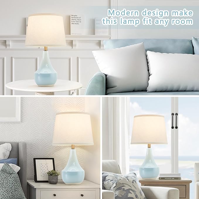 GyroVu 18" Table Lamp Set of 2, Ceramic Lamp Classic Beside Lamps Nightstand