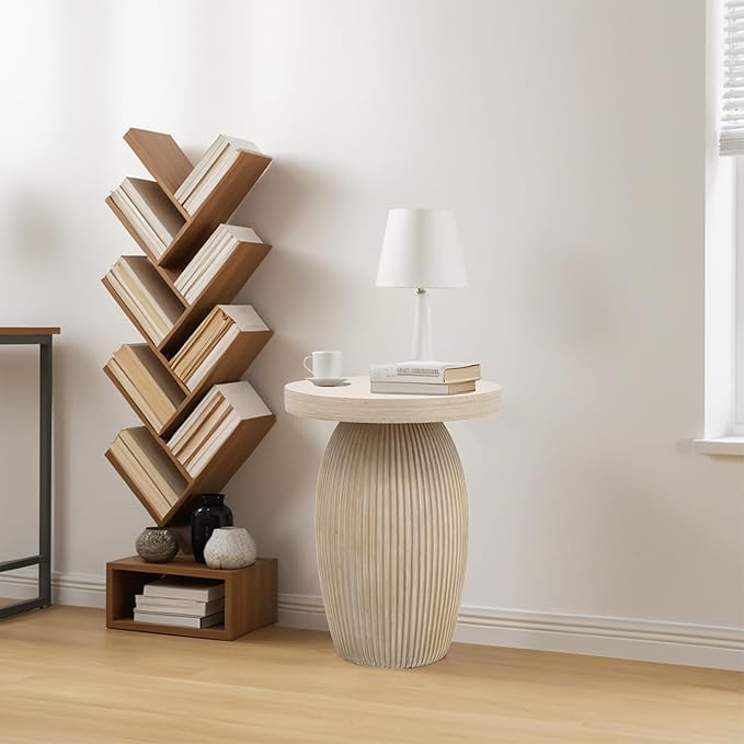 PARISLOFT Rustic Mushroom Side Table, Bohemian End Table