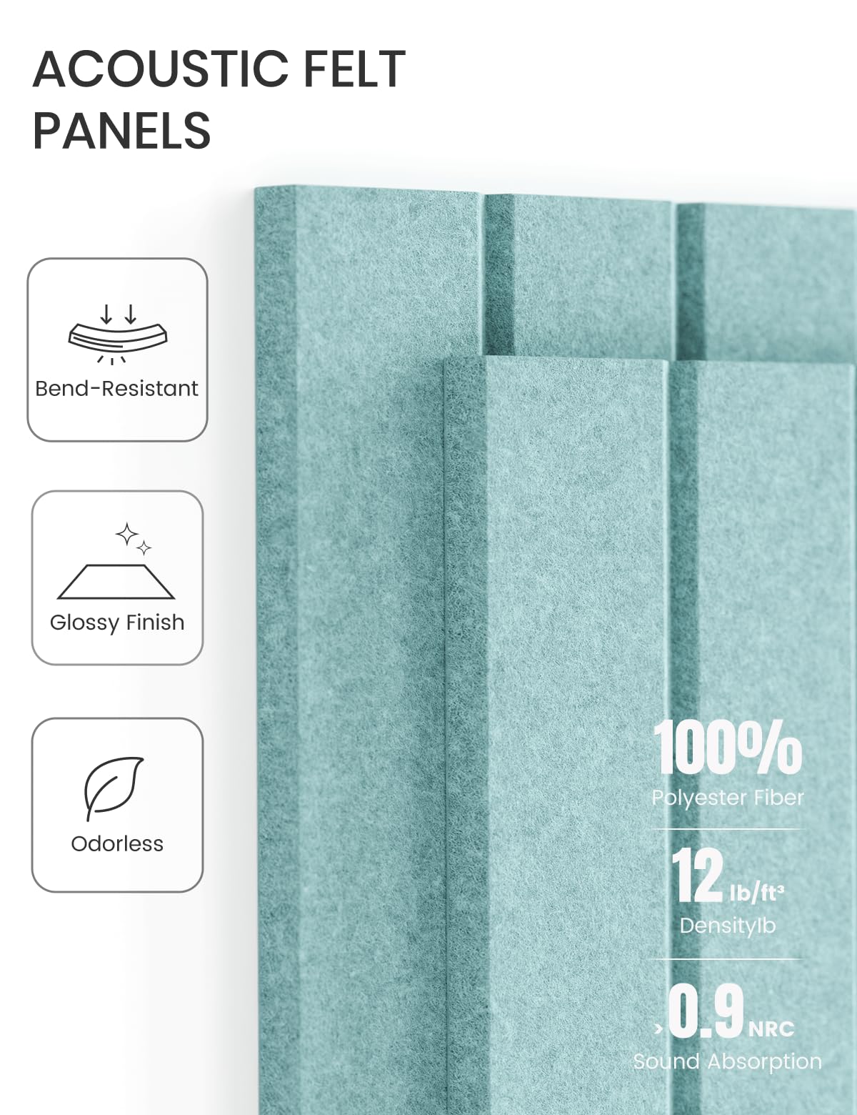 Large Felt Bulletin Board 48" x 36" Cork Board Alternative-12 Pack with 70 Safe Removable Adhesive Tabs, Cork Boards for Walls Felt Board for Home Office Classroom Pin Board-Teal Blue
