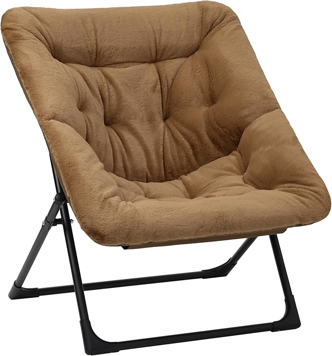 Comfy Saucer Chair for Adults, Soft Faux Fur Bedroom Chair, Accent Dorm Chairs