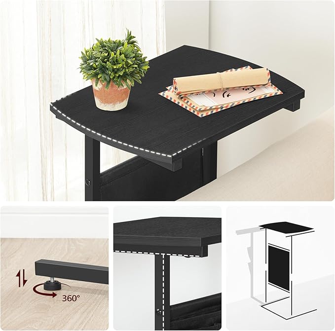 HOOBRO C Shaped End Table, 28.3" Side Table