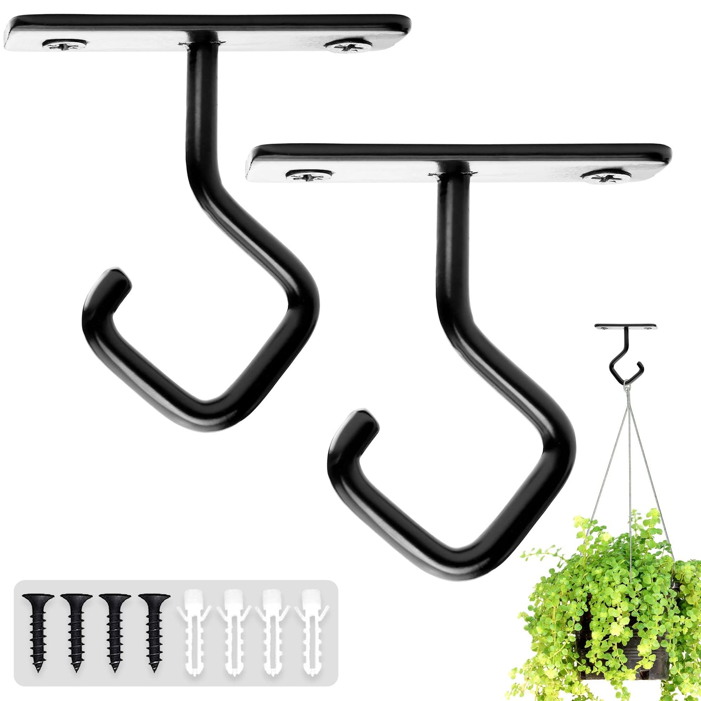 AJART Ceiling Hooks for Hanging Plants - Iron Plant Hanger for Wall Mount - 2 Pack/2.5 Inch Ceiling Hook for Indoor Use
