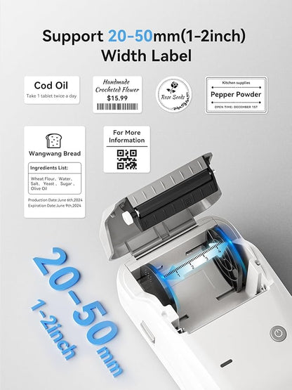 NIIMBOT B1 Bluetooth Label Maker Machine with Tape, Easy to Use, Large Waterproof Label, 2 Inch Portable Thermal Label Printer with Multiple Templates for Kitchen,Home, School, Small Business,Grey