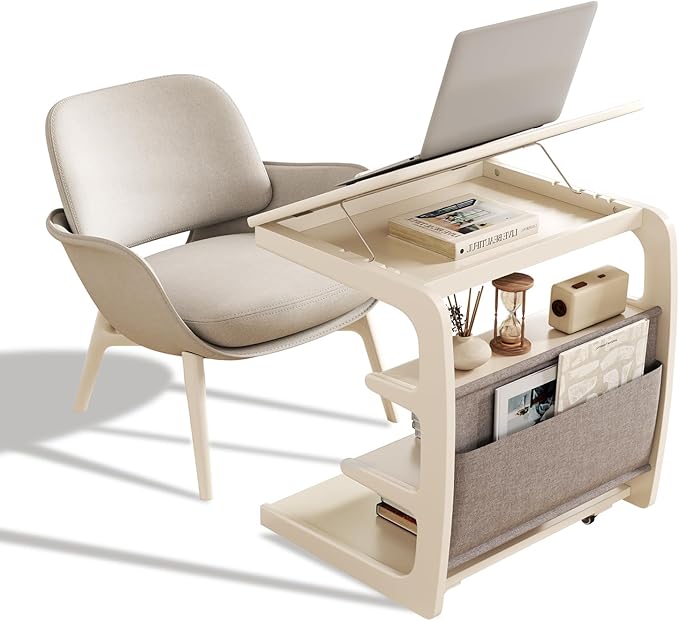 AQIMUELE Rolling Side Table, C Shaped End Table, C Table