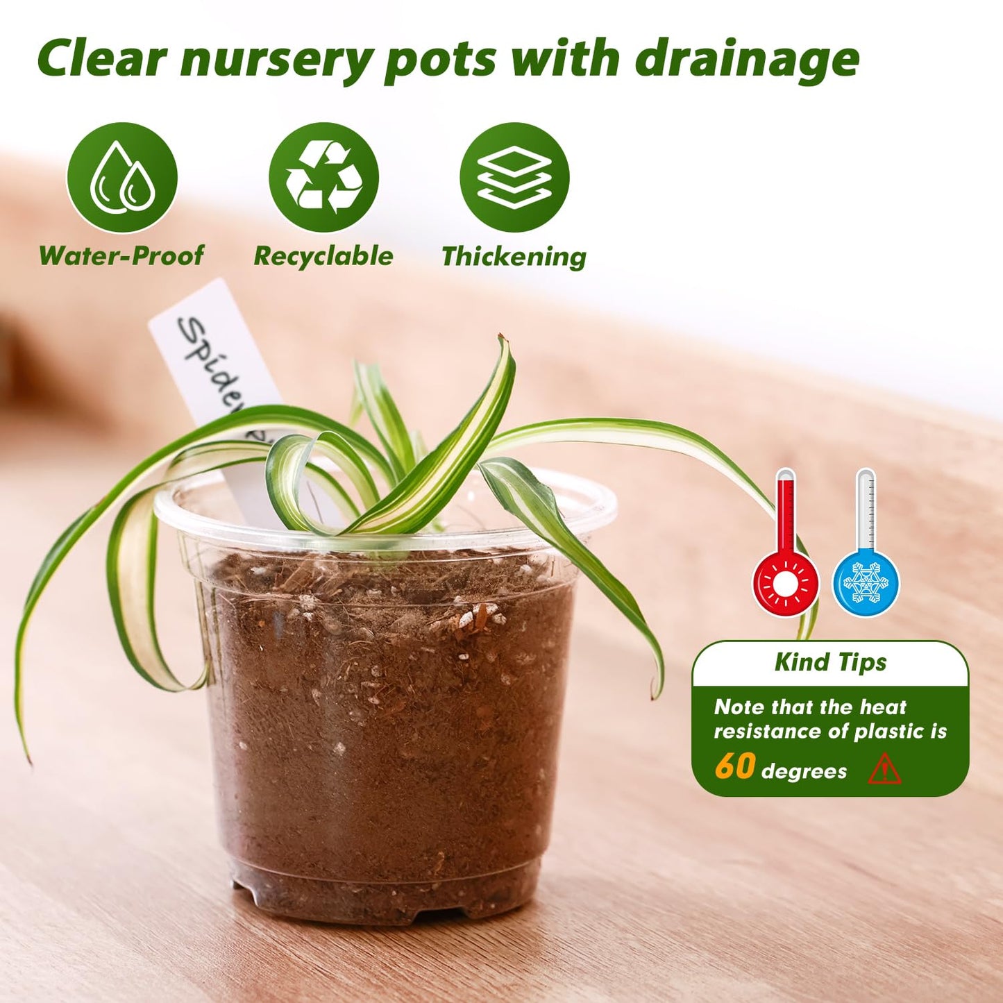 60 Pcs Clear Nursery Pots with Drainage Indoor 4 5 6 Inch Nursery Pot with Drainage Holes Plastic Seedling Pots for Plants, Plant Starter Pot with Holes Clear Plastic Planter for Indoor Plants