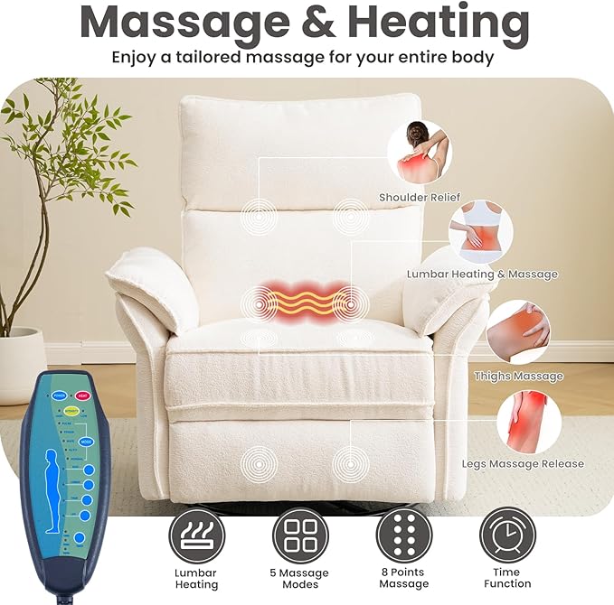 Oversized Power Recliner Chair Swivel Glider