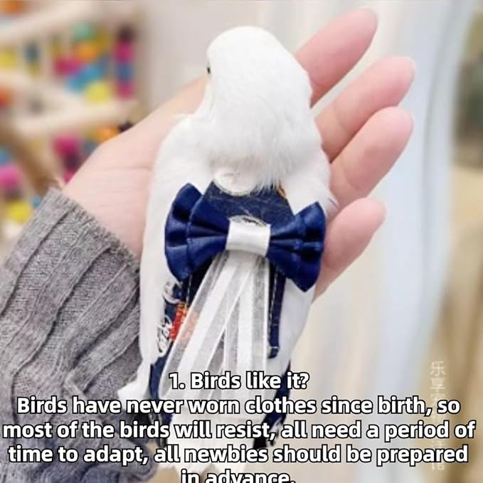 Bird Diaper Cockatiel Clothes Flight Suite, Reusable Parrot Nappy with Waterproof Inner Layer, Cute Pigeon Pants Urine Wet Suit Costume for Conure Macaw (Blue C,XS)