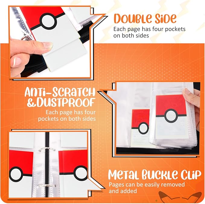 900 - Pockets Trading Card Binder with Removable 50 Sleeves, Card Collector Album with Zipper, Portable Card Holder Book Fits Sports Card, Game Card - Red