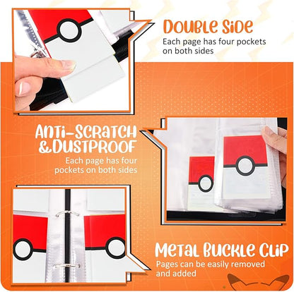 900 - Pockets Trading Card Binder with Removable 50 Sleeves, Card Collector Album with Zipper, Portable Card Holder Book Fits Sports Card, Game Card - Red