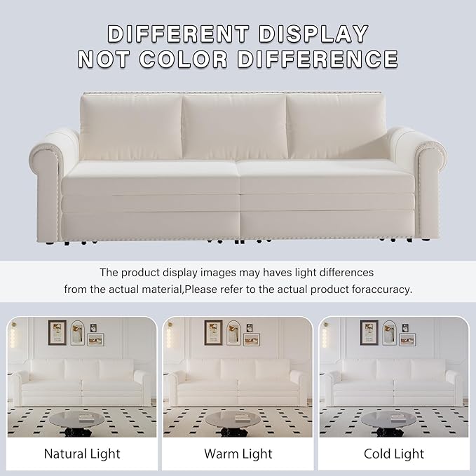 3 in 1 Convertible Sleeper Sofa Bed, 93.7" King Size Sofa Sleeper