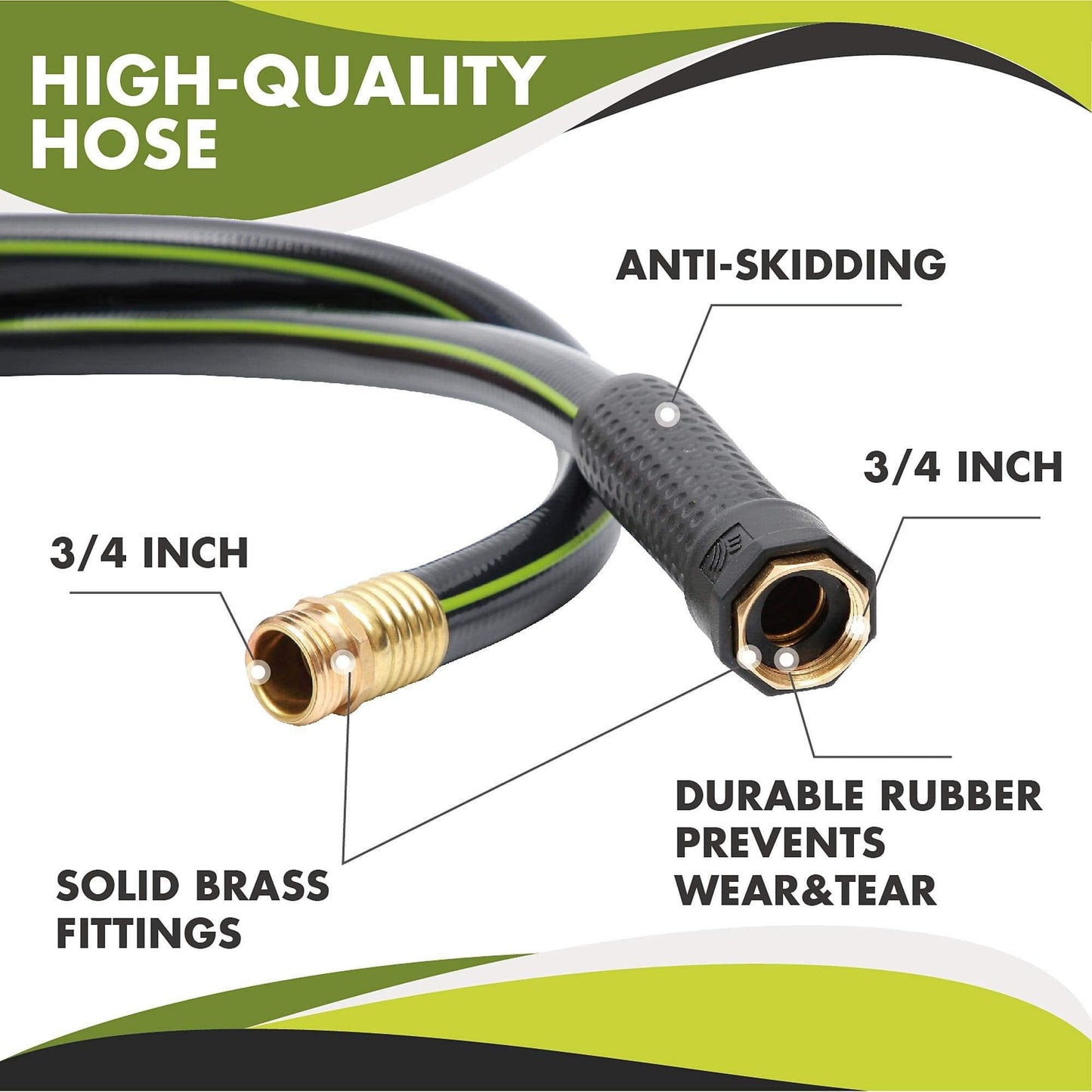 Worth Garden Hose 3/4 in. x 100 ft. - Heavy Duty Lightweight PVC Water Hose - Flexible, No Kink, Leakproof, Male to Female Fittings - 200PSI Work & 500PSI Burst, for Lawn, Gardening & Commercial Use