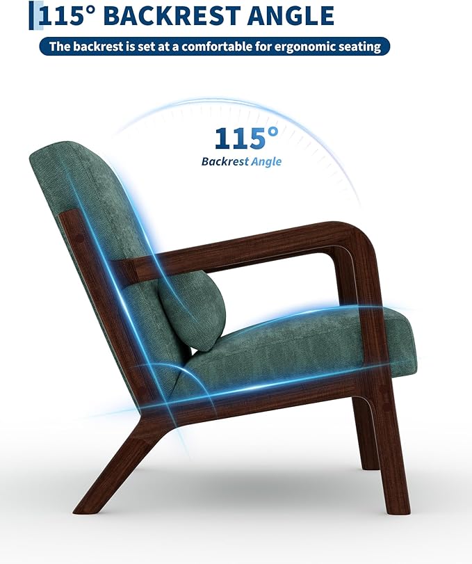 Garvee Mid-Century Chenille Accent Chair Set of 2, Cozy Reading Chair, Modern