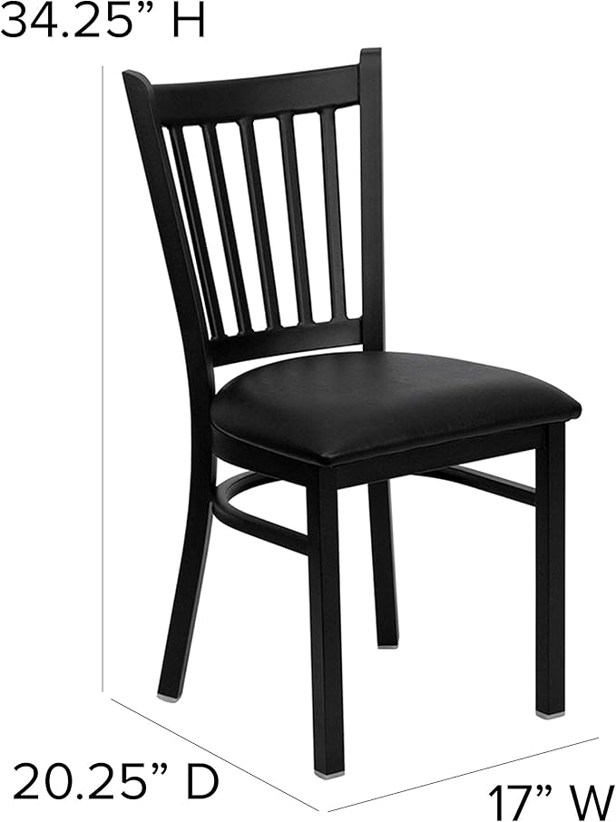 Flash Furniture 4 Pack HERCULES Series Black Vertical Back Metal Restaurant