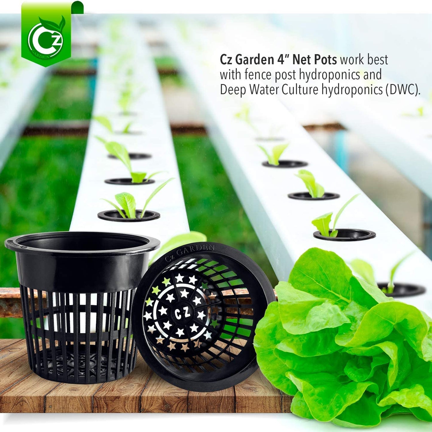 4 inch Net Pots Cz Garden All Star Round Heavy Duty Net Cups WIDE LIP Design - Orchids, Aquaponics, Hydroponics Slotted Mesh
