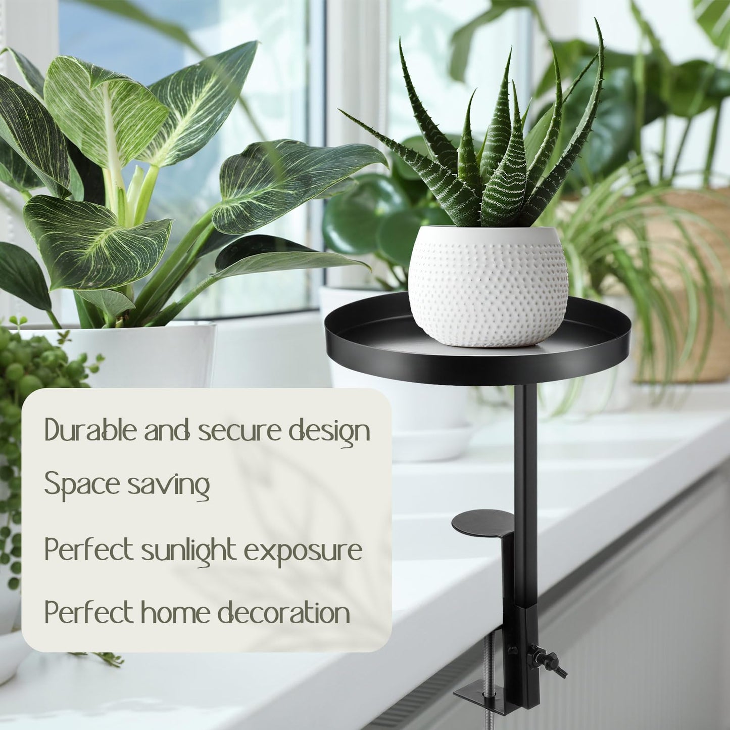 Teenyyou 2 Pcs Window Sill Plant Shelf 7.9''D x 14.2''H Adjustable Window Shelf Windowsill Clamp Tray for Indoor Plants Metal Windowsill Extension Tray Planter Floating Shelves for Indoor Outdoor