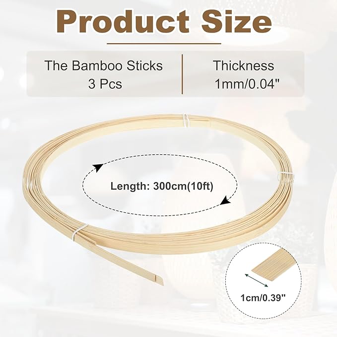MECCANIXITY 3 Rolls Bamboo Strips
