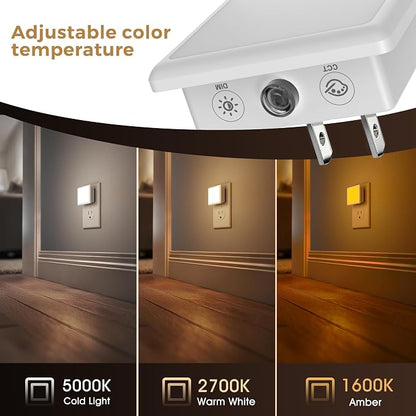 L LOHAS LED 3CCT Night Lights Plug into Wall 2-Pack, 0.3W Plug in Night Light, Dusk to Dawn, Bright Nightlight Auto-On/Off, for Adults Kids Room Bedroom Bathroom Hallway Kitchen