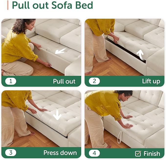 HONBAY Sleeper Sectional Sofa