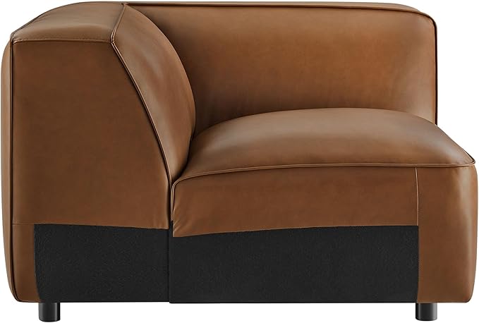 Modway Auren Vegan Leather Corner Modular Chair in Coffee