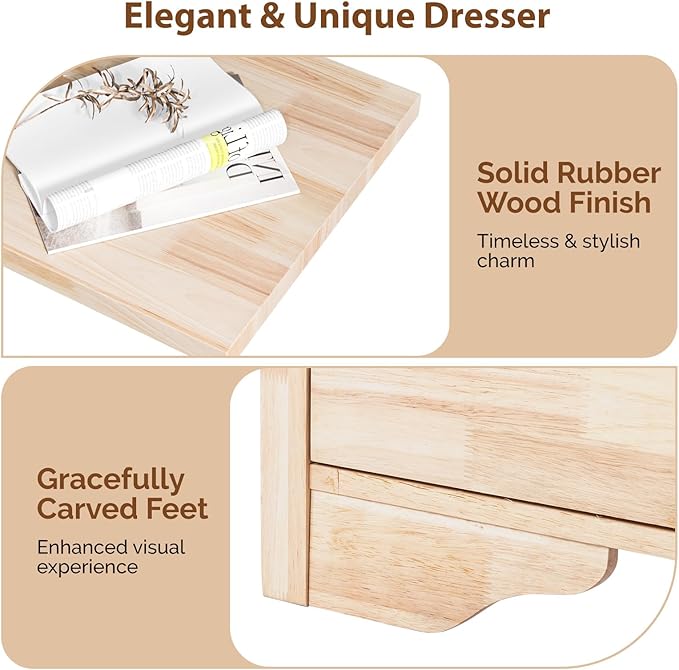 VINGLI 6 Drawer Dresser with Unfinished Solid Wood